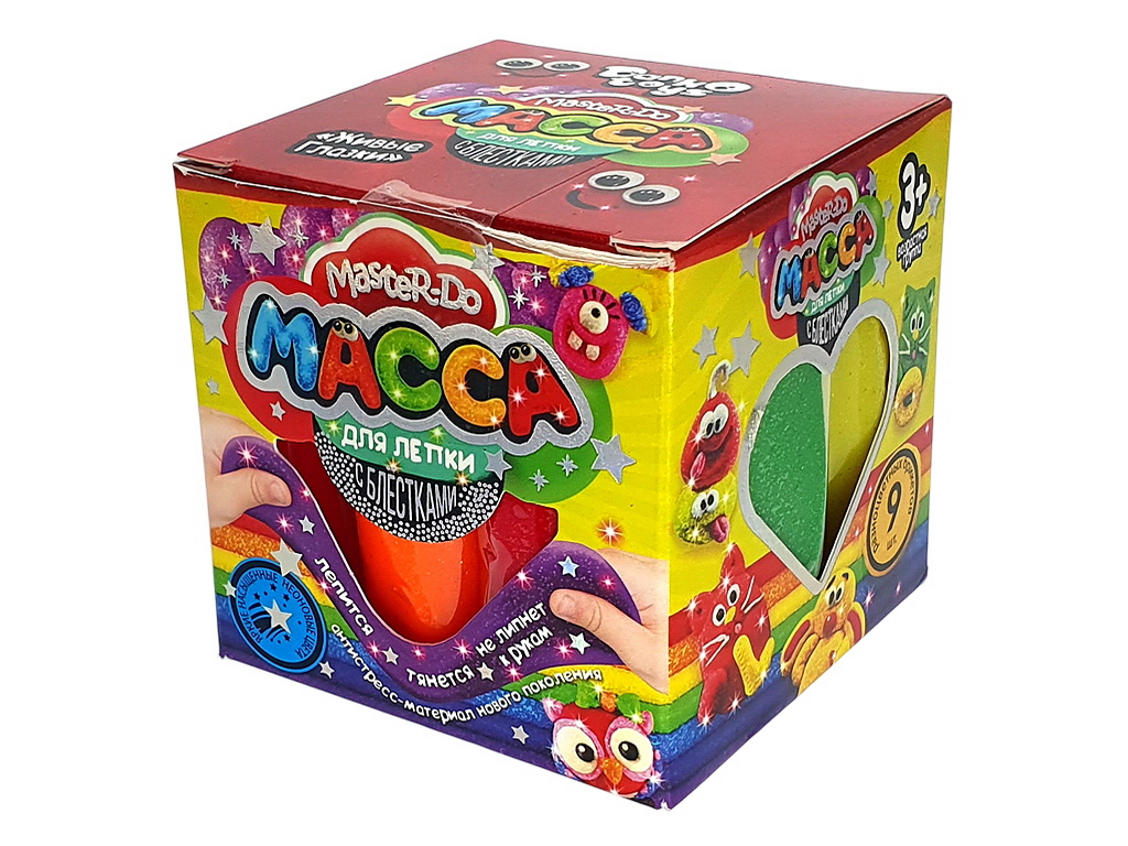 Маса для ліплення з блискітками Master Do 9 кольорів, Danko Toys