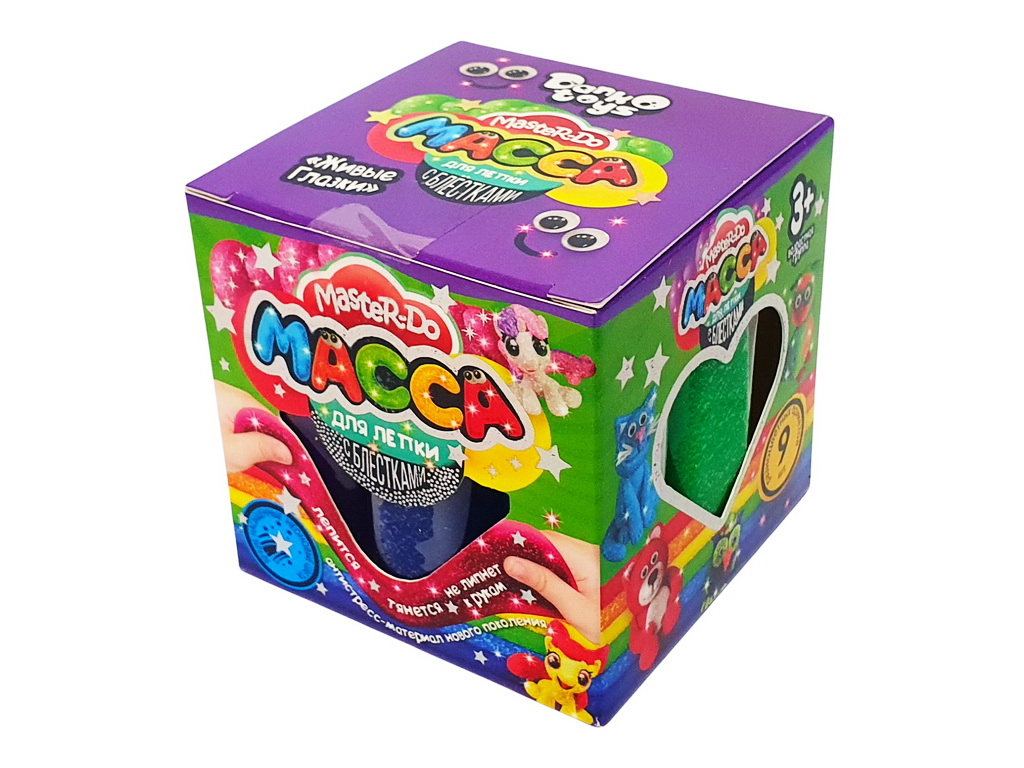 Маса для ліплення з блискітками Master Do 9 кольорів, Danko Toys
