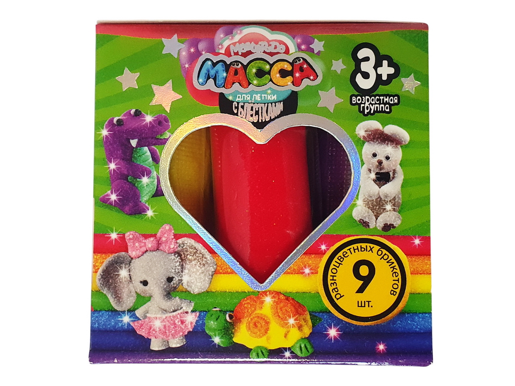 Маса для ліплення з блискітками Master Do 9 кольорів, Danko Toys