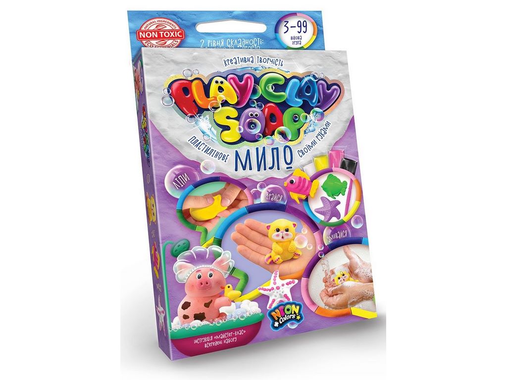Набір для творчості PlayClay Soap, Пластилінове мило 4 кольора, Danko Toys