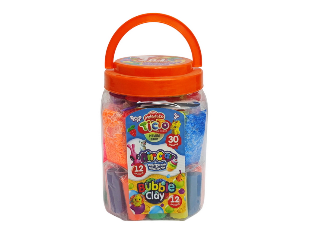 Тісто для ліплення Master Do BUBBLE CLAY AIR CLAY у брикетах 3в1, Danko Toys