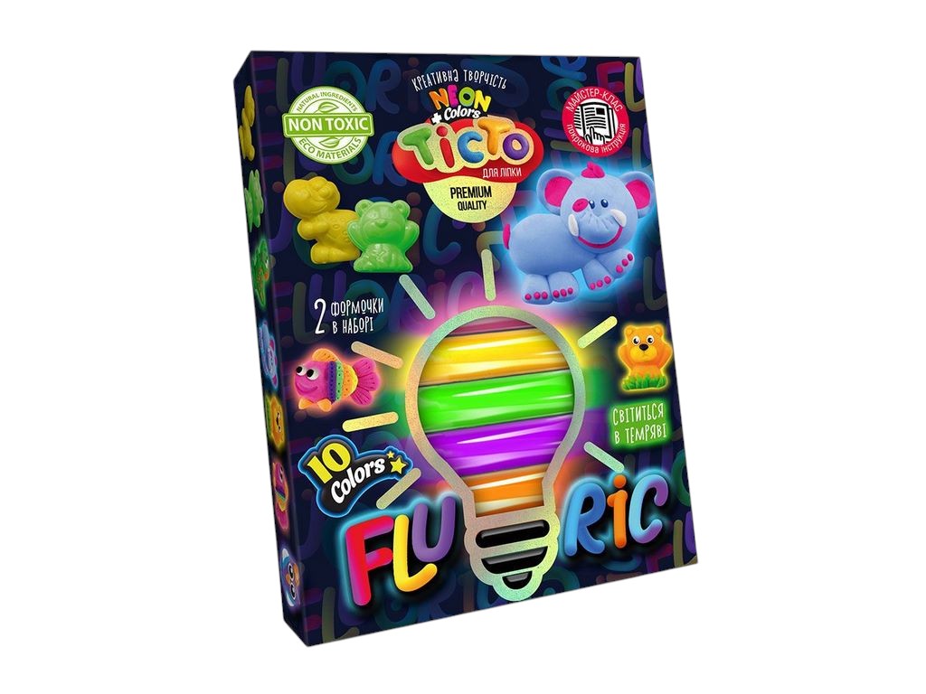 Тісто для ліпки FLUORIC 10 кольорів, Danko Toys