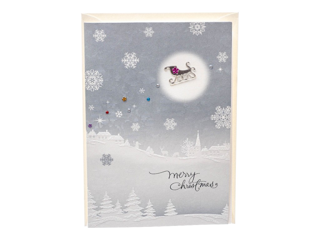 Открытка поздравительная "Christmas" 8203-003, микс видов (цена за 1шт.)