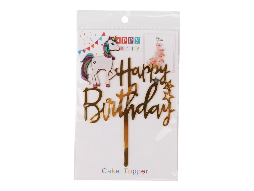 Топпер для торта "Happy Birthday" 8820-004, микс видов (цена за 1шт.)