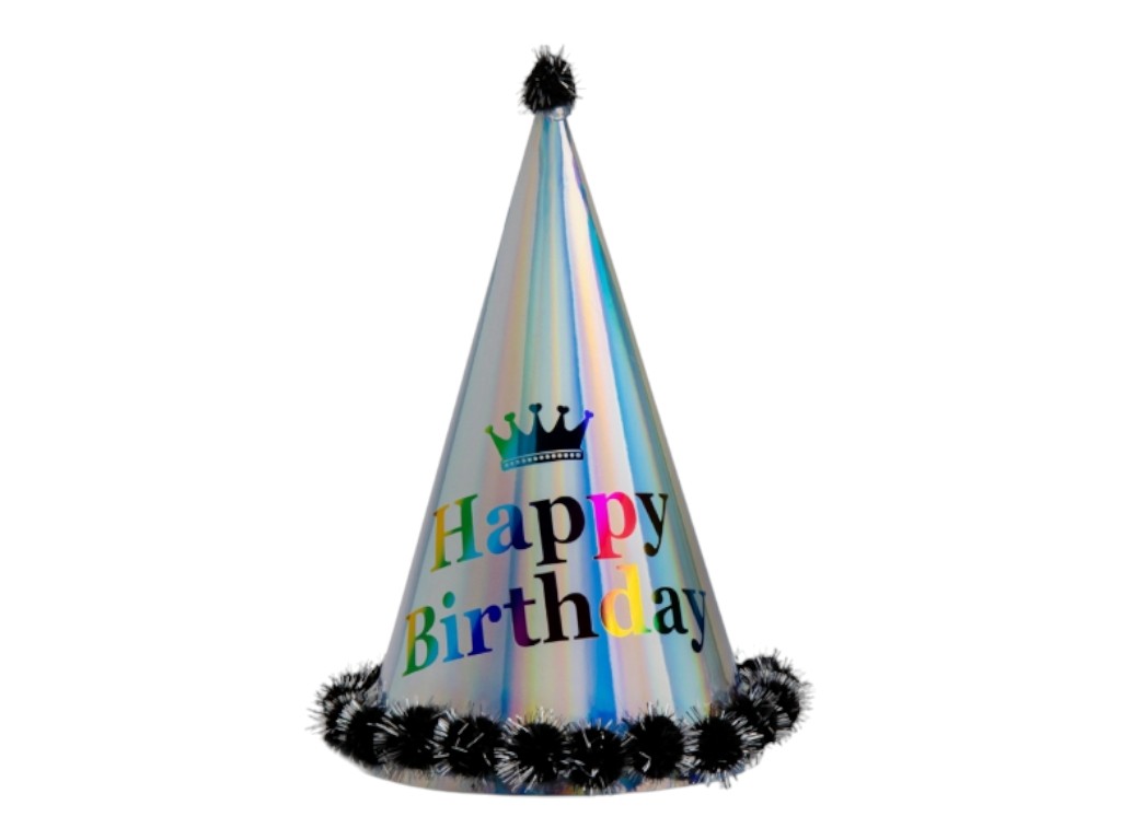 Колпак галографический "Happy Birthday" 9093-005, черный