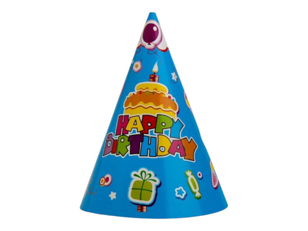 Набір ковпаків "Happy Birthday" 9093-011, блакитний, 6 шт