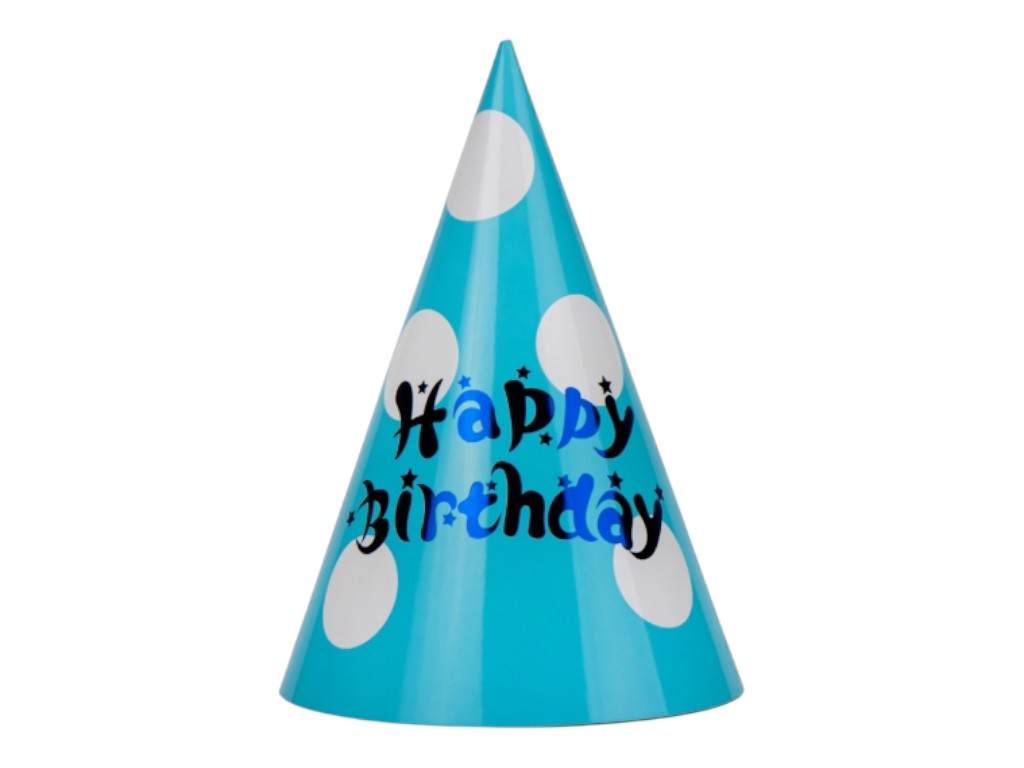 Набор колпаков "Happy Birthday" 9093-013, голубой, 6 шт