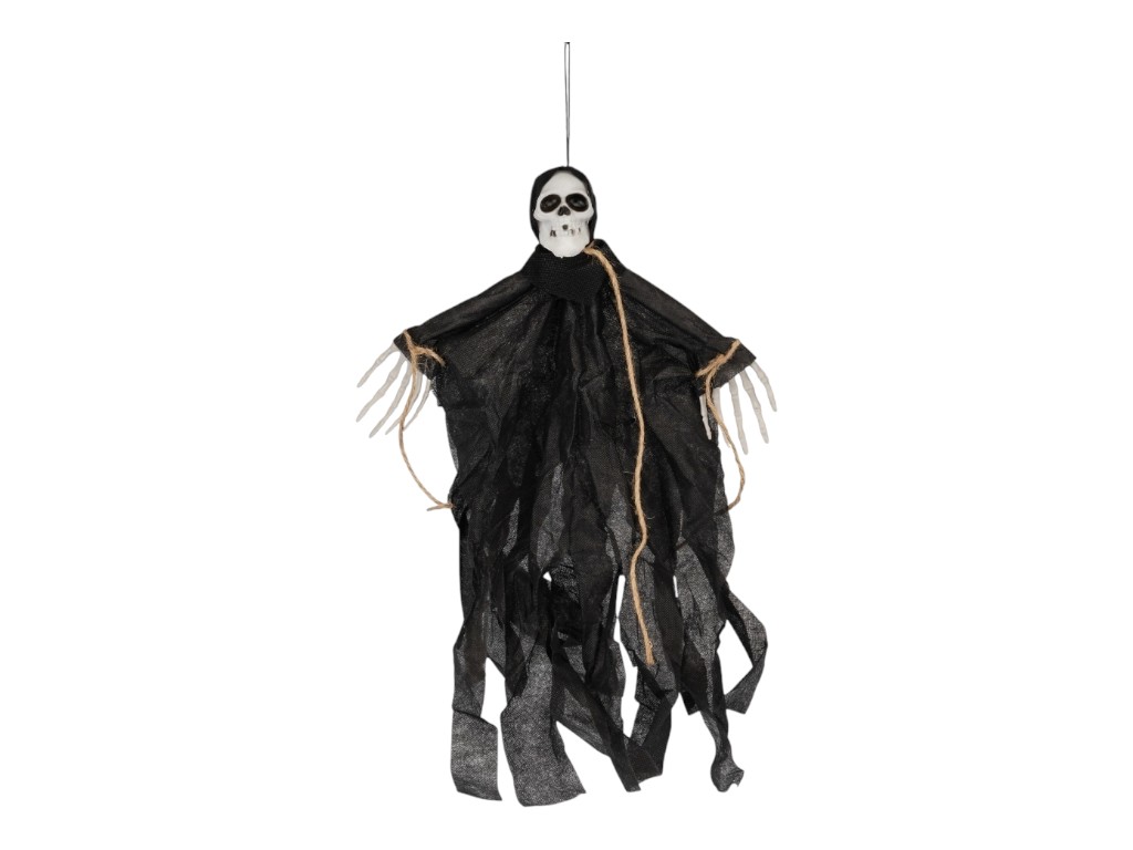 Декор на Хэллоуин Черный призрачный скелет, 44 см, пластик/ткань