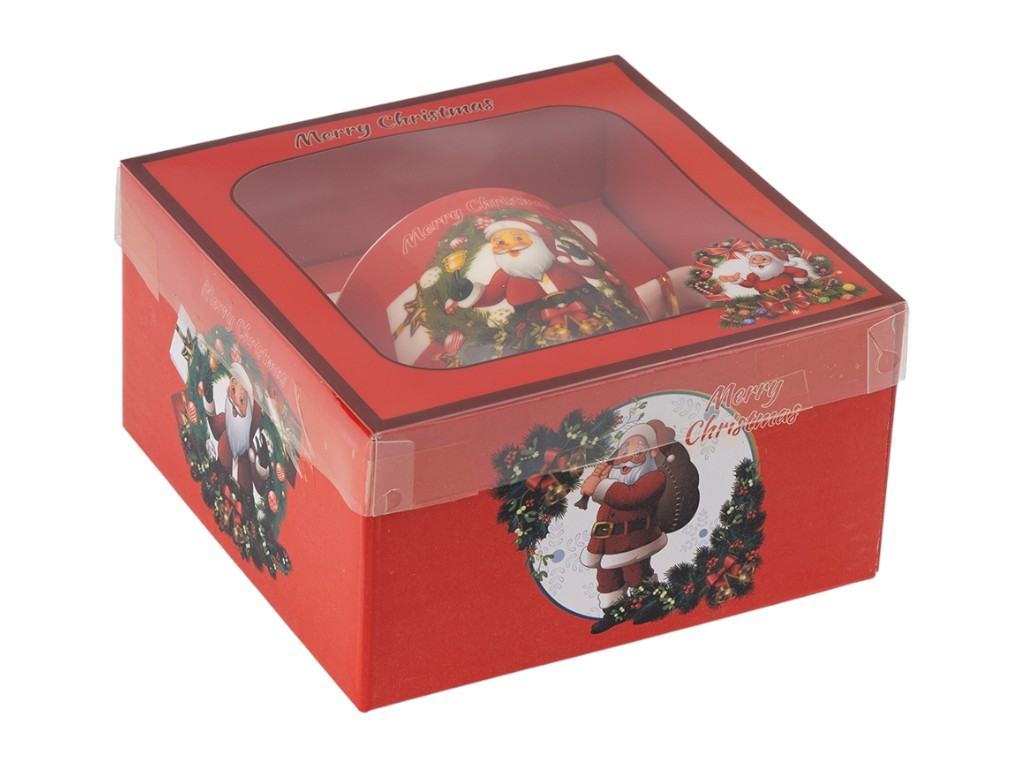 Кружка с ложечкой Happy Santa, 180 мл, праздничный дизайн, 3 вида (цена за 1шт)