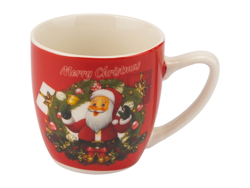 Кружка с ложечкой Happy Santa, 180 мл, праздничный дизайн, 3 вида (цена за 1шт)