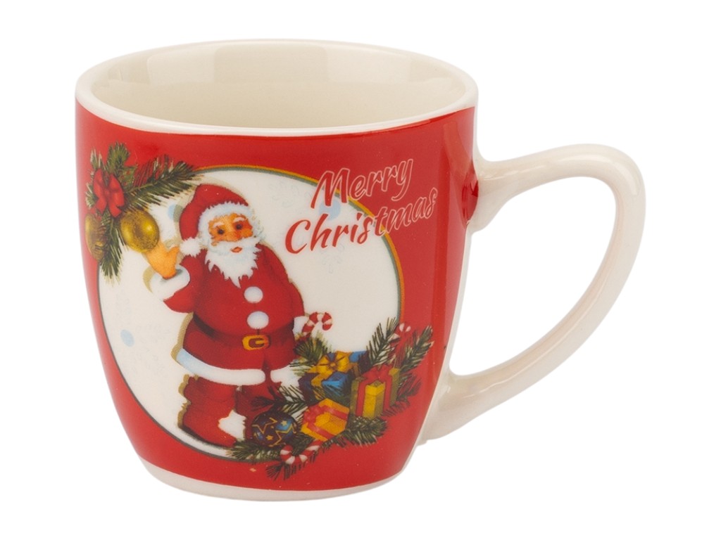 Кружка с ложечкой Happy Santa, 180 мл, праздничный дизайн, 3 вида (цена за 1шт)