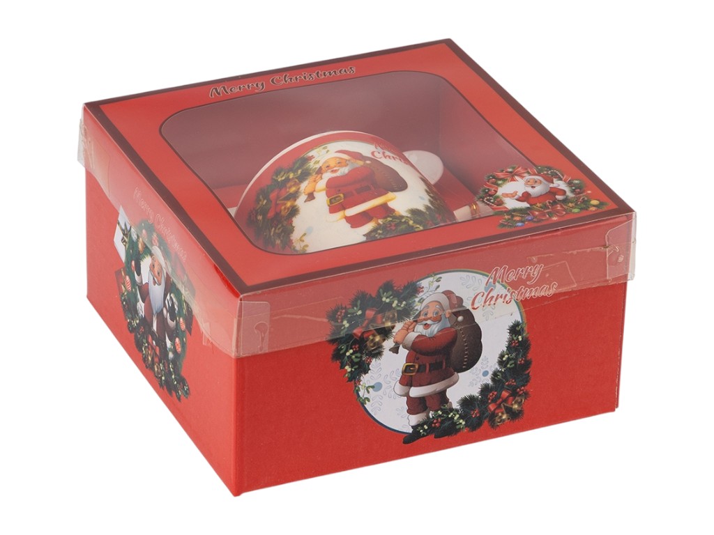 Кружка с ложечкой Happy Santa, 180 мл, праздничный дизайн, 3 вида (цена за 1шт)