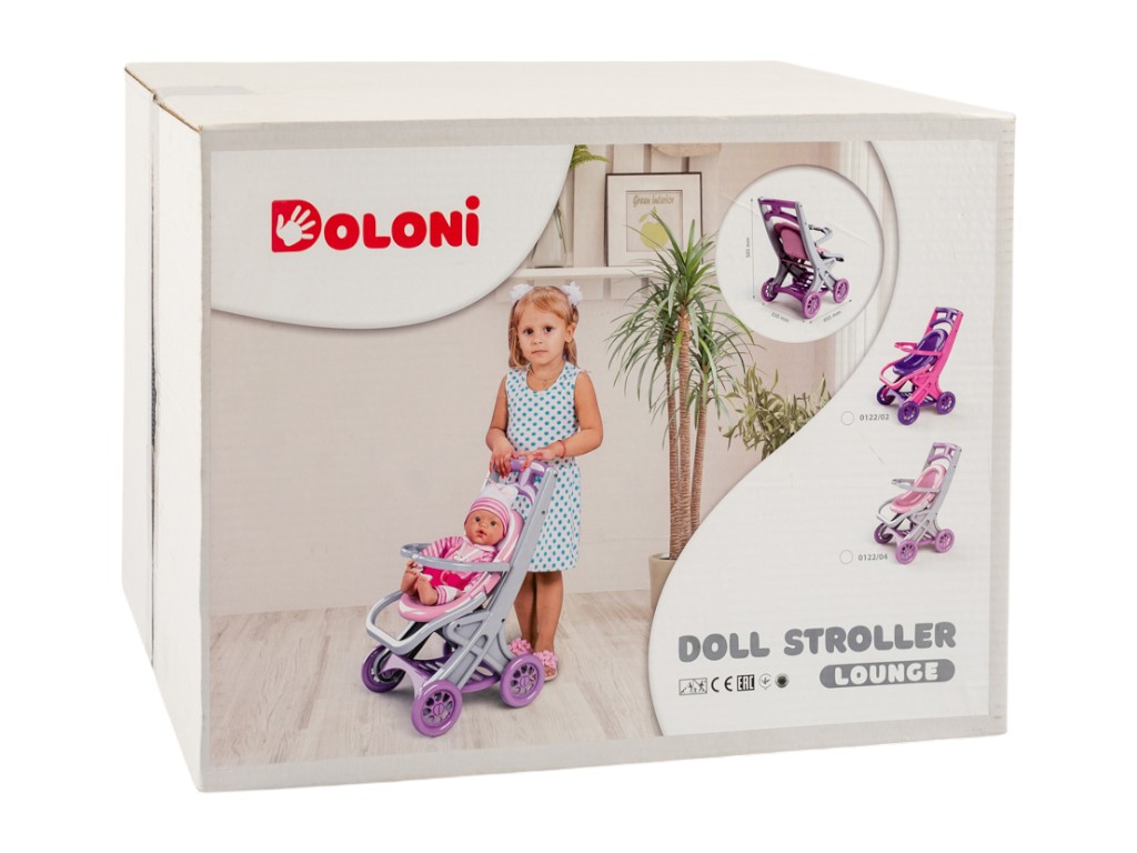 Коляска для кукол с шезлонгом 0122/04, 58 см, трансформируется, Doloni Toys