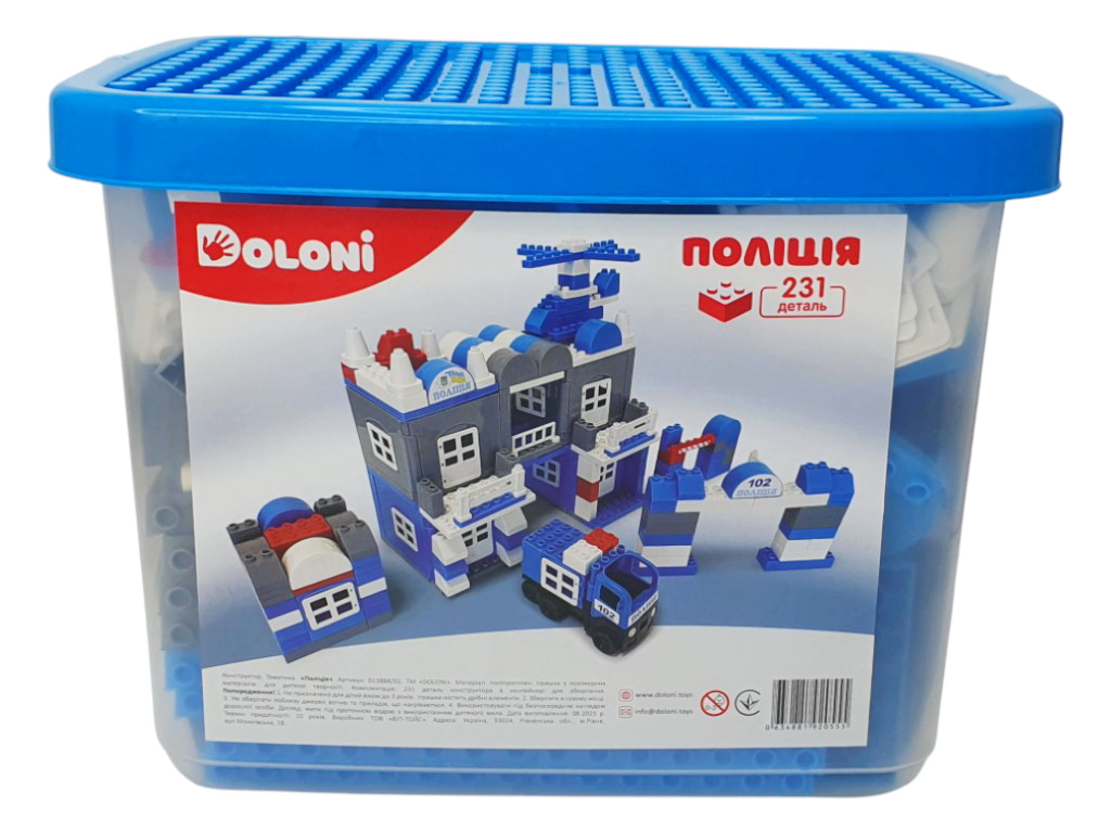 Конструктор блоковий Поліція 231 деталь, у пластиковому боксі, Doloni Toys