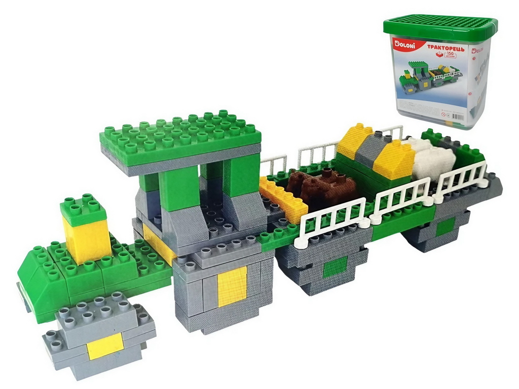 Конструктор Тракторець, 150 деталей, у пластиковому боксі, Doloni Toys 013888/04