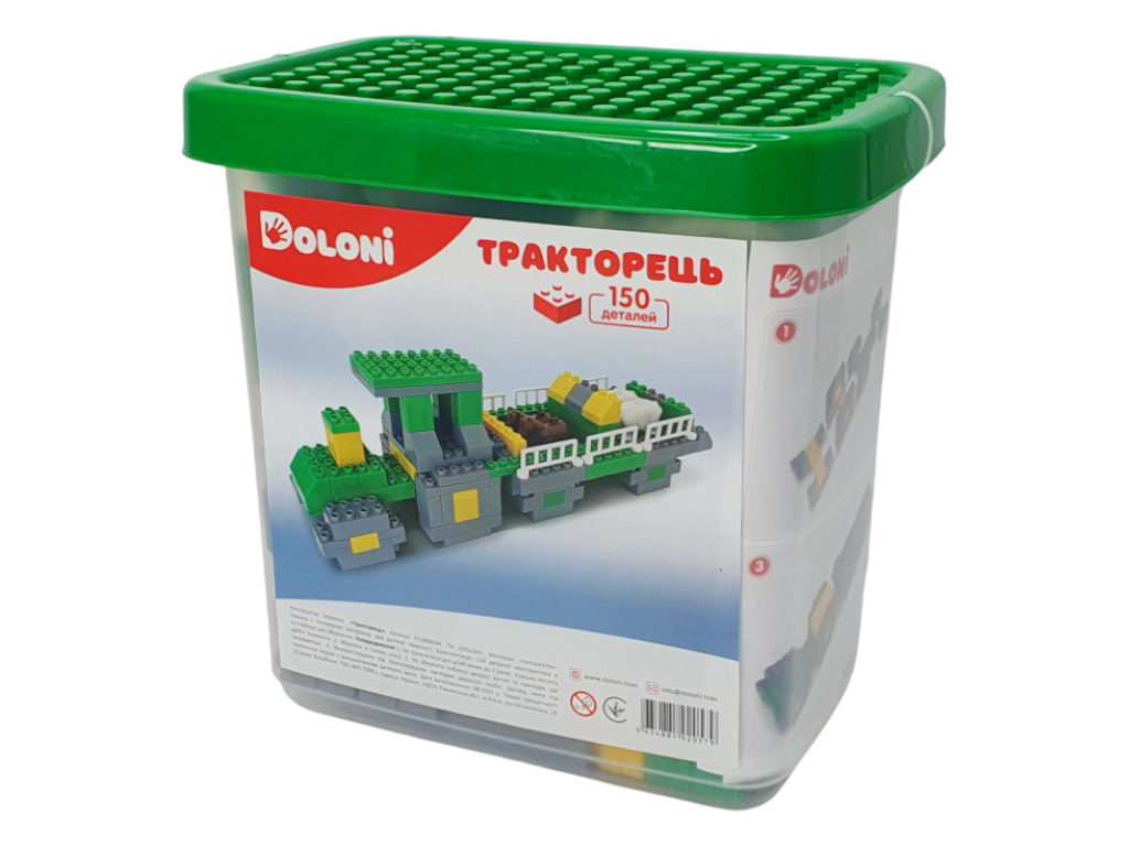 Конструктор Тракторець, 150 деталей, у пластиковому боксі, Doloni Toys 013888/04