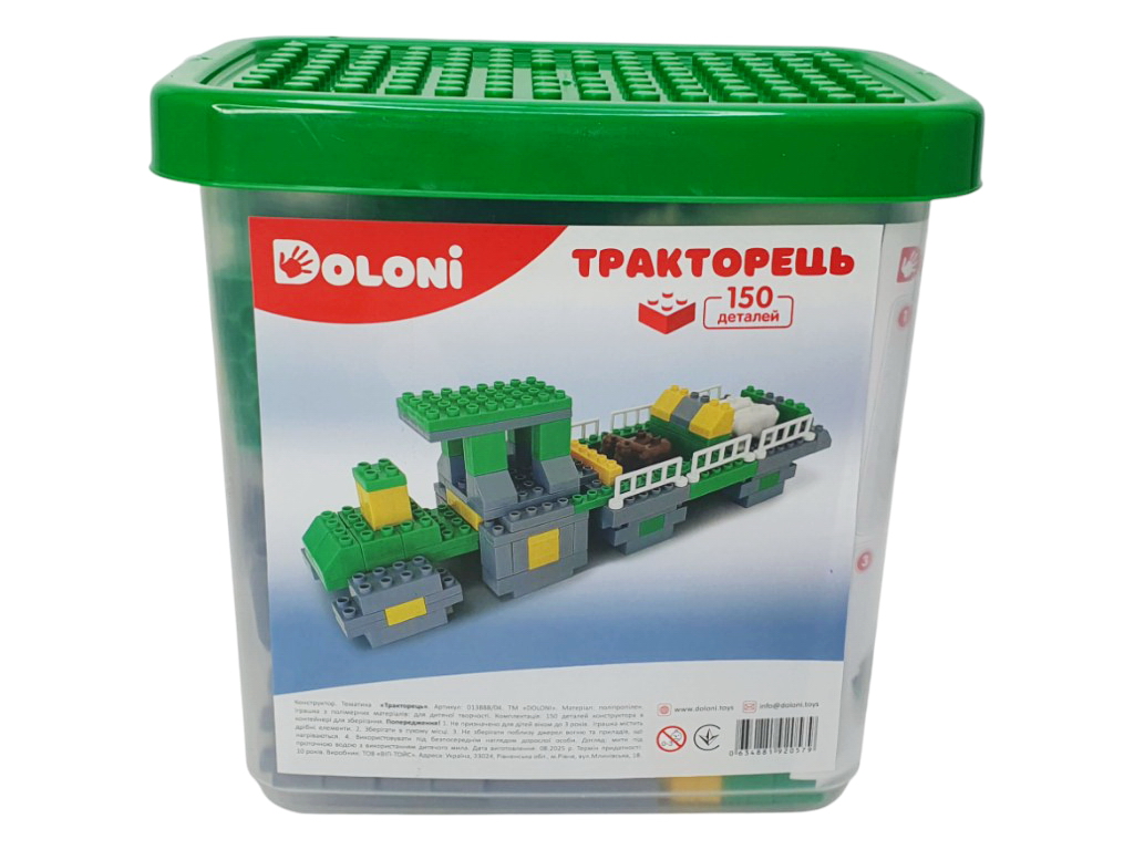 Конструктор Тракторець, 150 деталей, у пластиковому боксі, Doloni Toys 013888/04