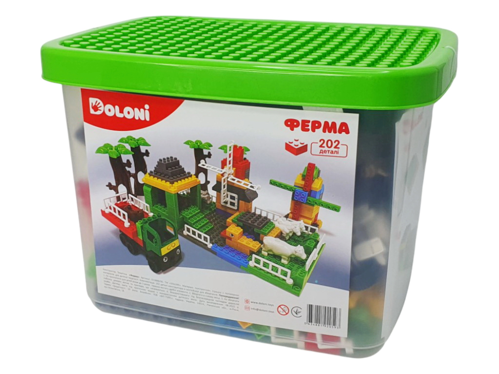 Конструктор сюжетний Ферма, 202 елементи, у пластиковому боксі, Doloni Toys
