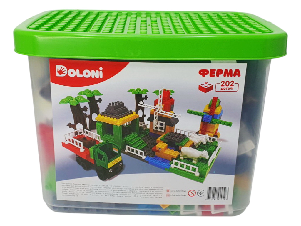 Конструктор сюжетний Ферма, 202 елементи, у пластиковому боксі, Doloni Toys