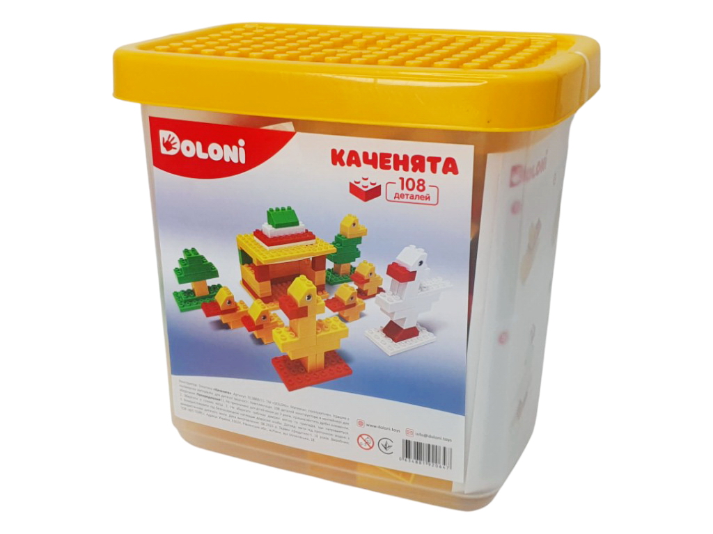 Конструктор сюжетний Каченята, 108 елементів, у пластиковому боксі, Doloni Toys