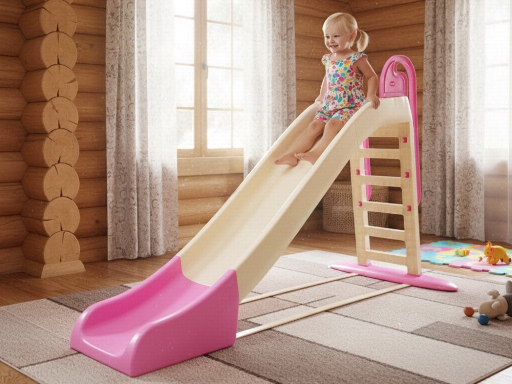 Горка большая для катания детей светло-розово-кремовая, Doloni Toys 014550/22