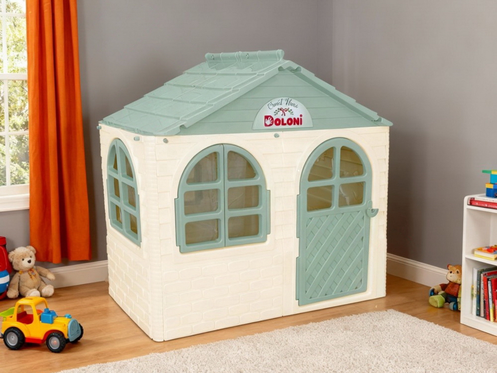 Домик детский со шторками мятный в коробке, Doloni Toys 02550/12