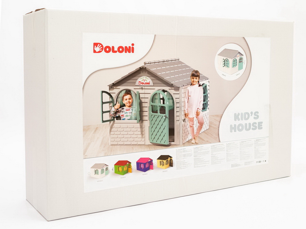 Домик детский со шторками мятный в коробке, Doloni Toys 02550/02