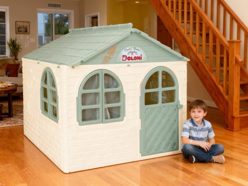 Домик детский со шторками мятный в коробке, Doloni Toys 02550/02
