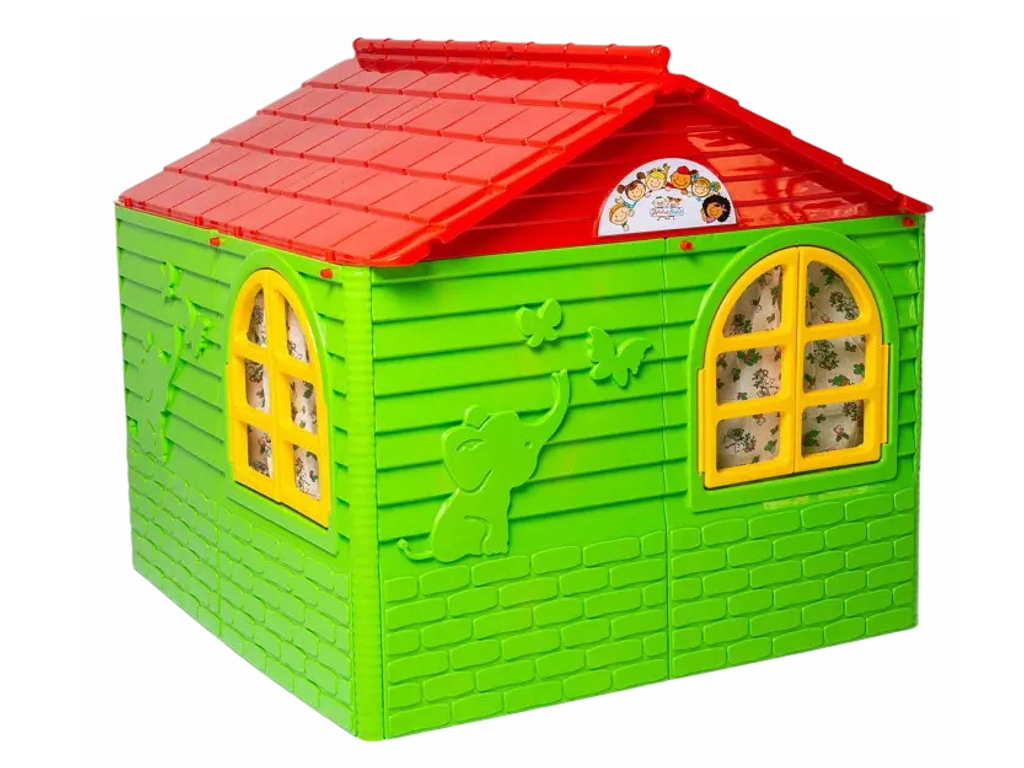 Домик детский с шторками салатовый-красный в коробке, Doloni Toys 02550/3