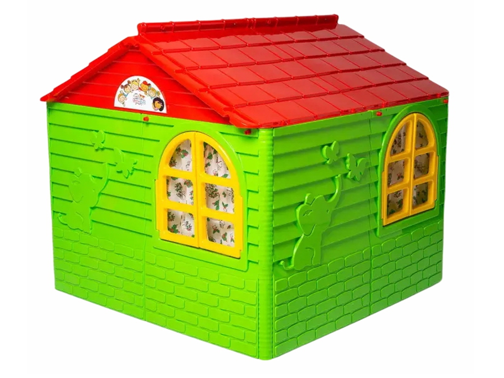Домик детский с шторками салатовый-красный в коробке, Doloni Toys 02550/3