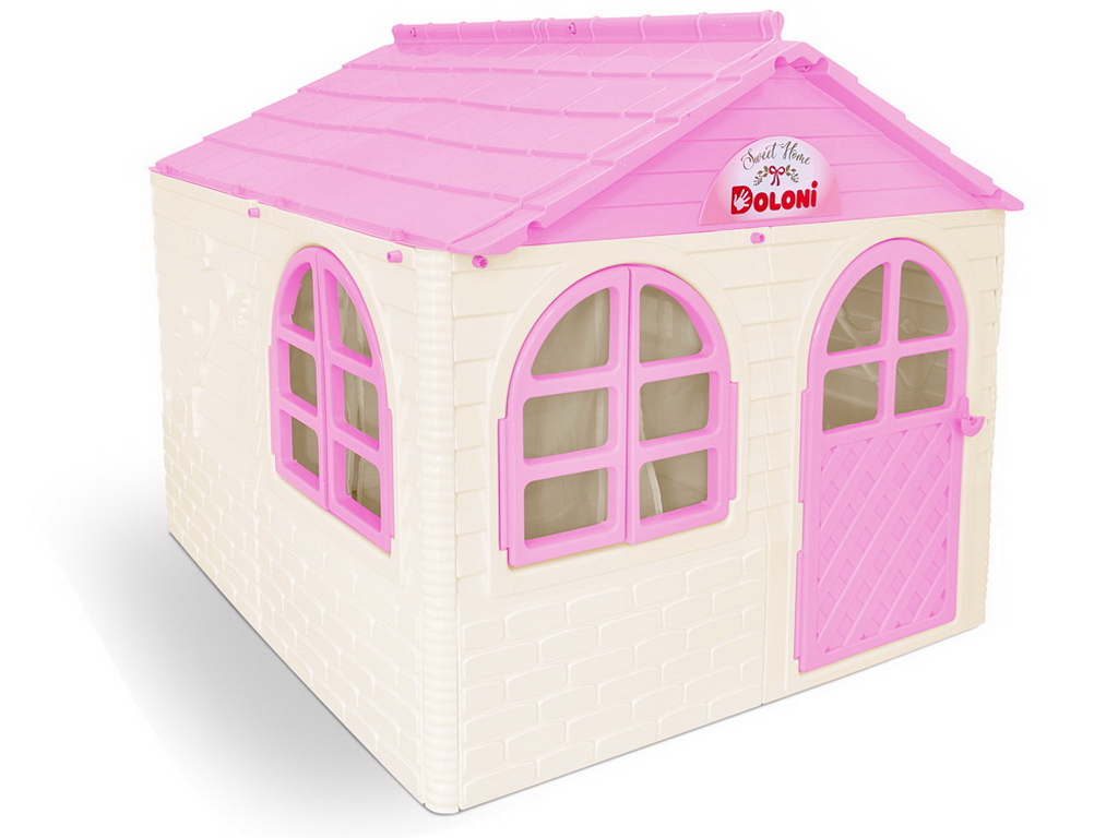 Домик детский со шторками светло-розовый в коробке, Doloni Toys 02550/4