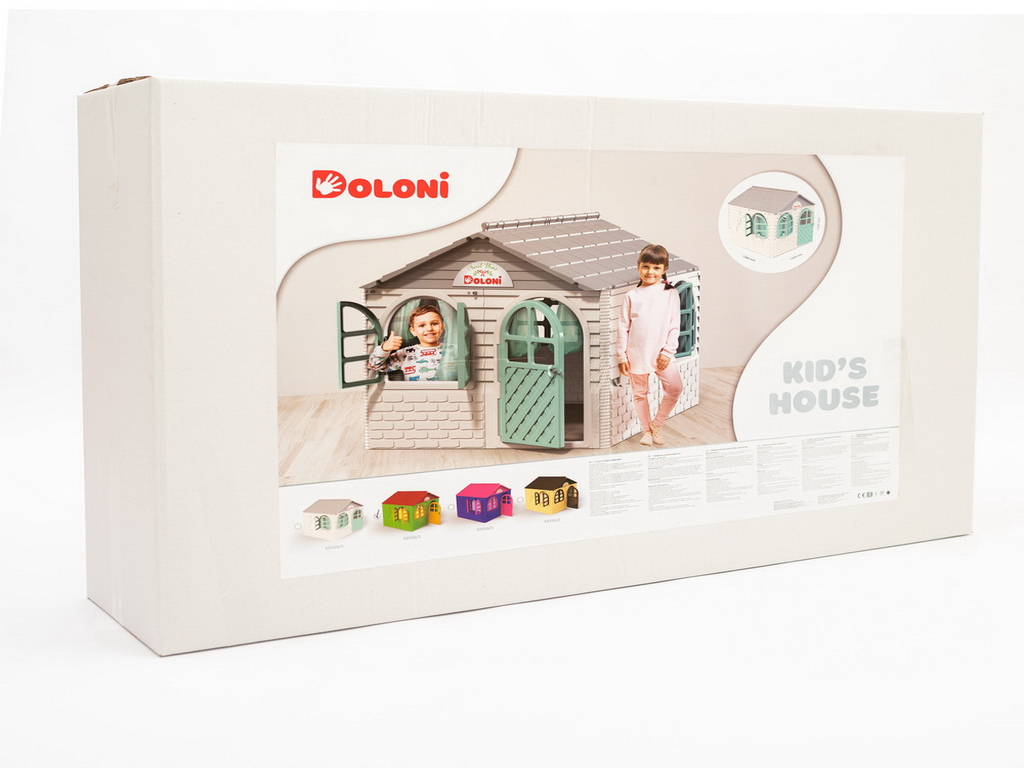 Домик детский со шторками светло-серый. Doloni Toys 02550/5