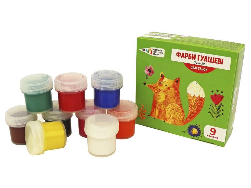Гуашь Craft&Joy, 9 цветов, 90мл, Гамма
