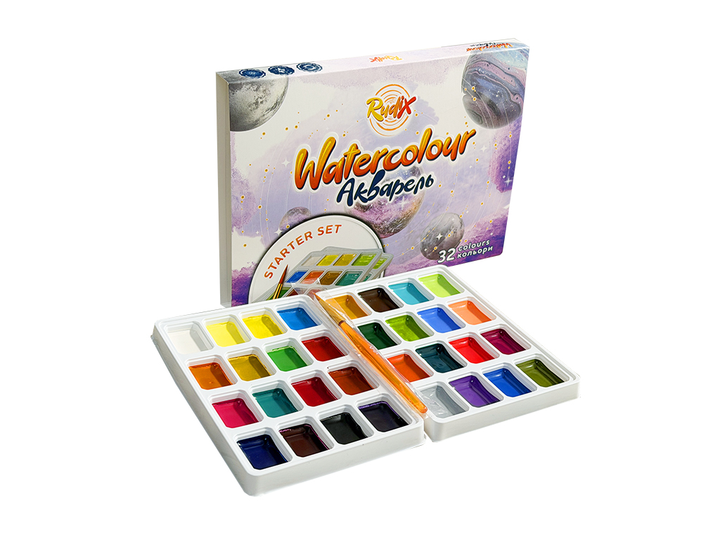 Краски акварельные Starter Set, 32 цвета с кисточкой