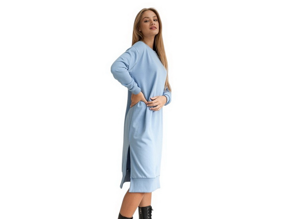 Платье женское тринитка-петля демисезонная L-XL голубой, Vivioji