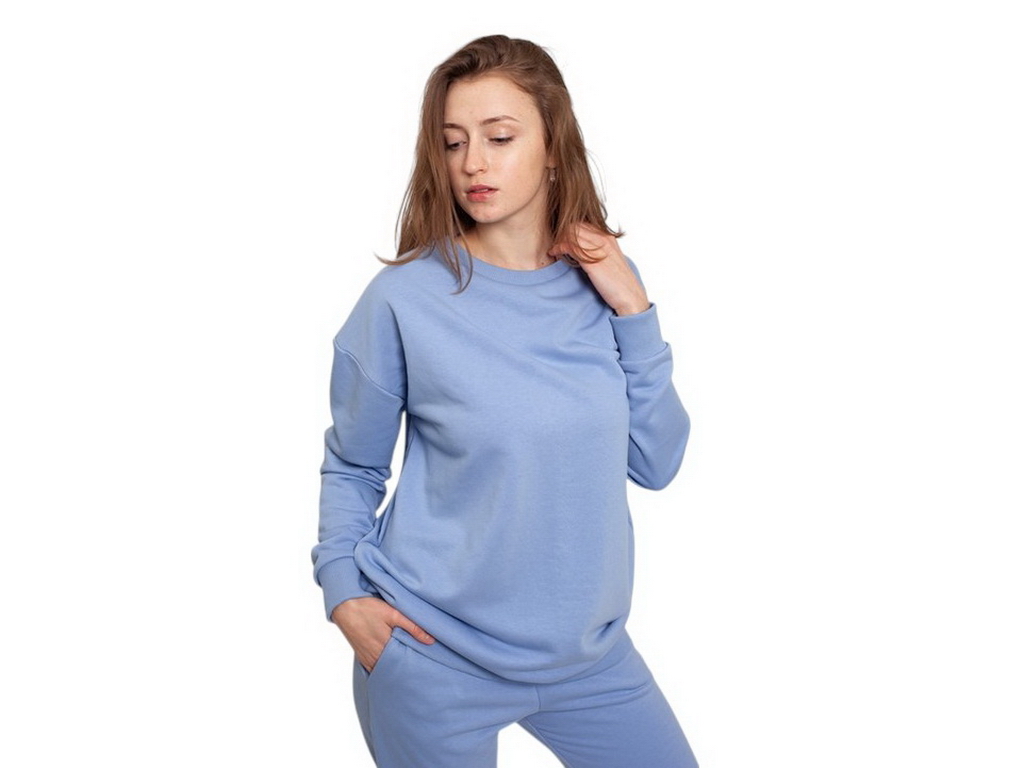 Джемпер женский тринитка-петля демисезонная L-XL голубой, Vivioji