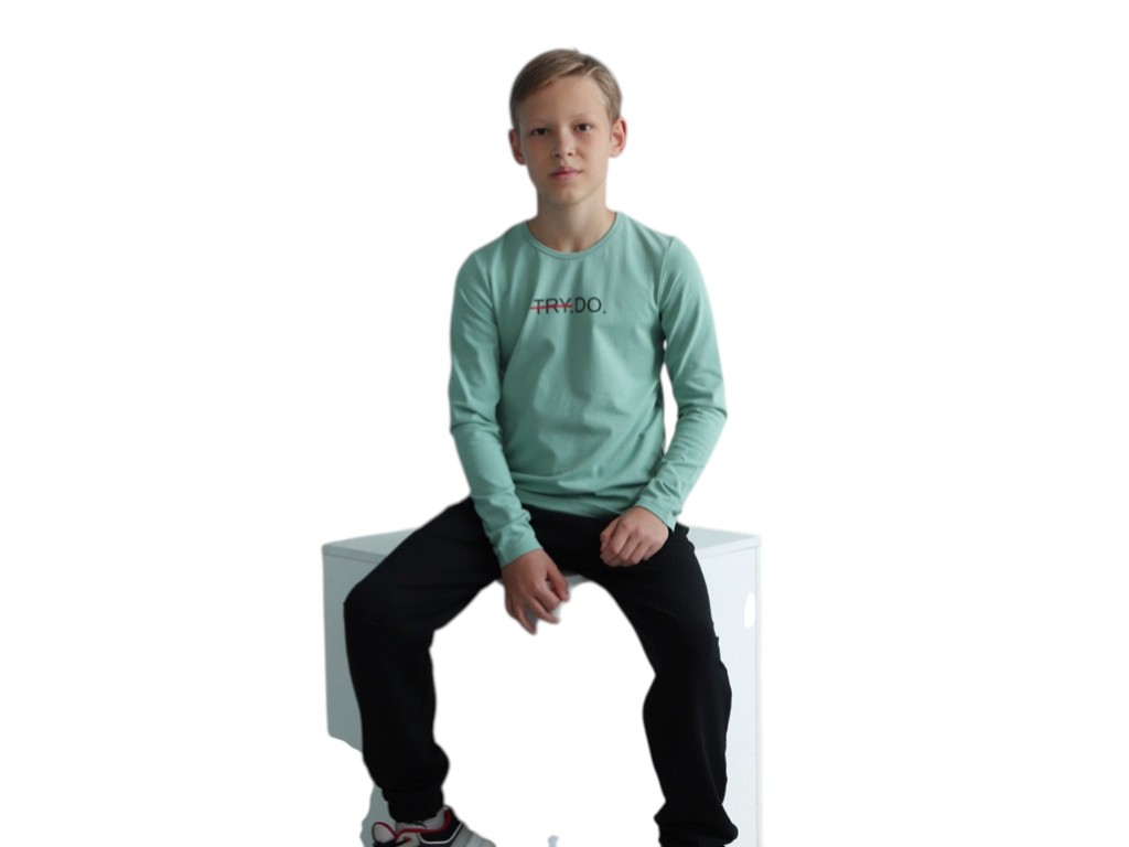 Лонгслів підлітковий для хлопця Try.Do. Зріст 146 оливковий. GBI Teens 13754