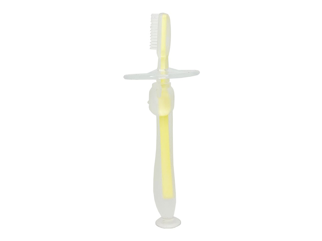 Силиконовая зубная щетка с ограничителем желтый. MegaZayka 0707
