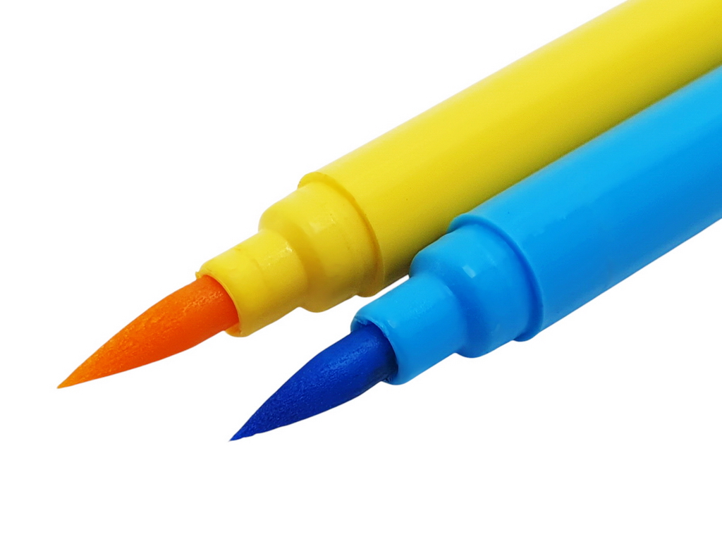 Набор фломастеров Brush&Thin с кисточкой 12 шт, Hiper