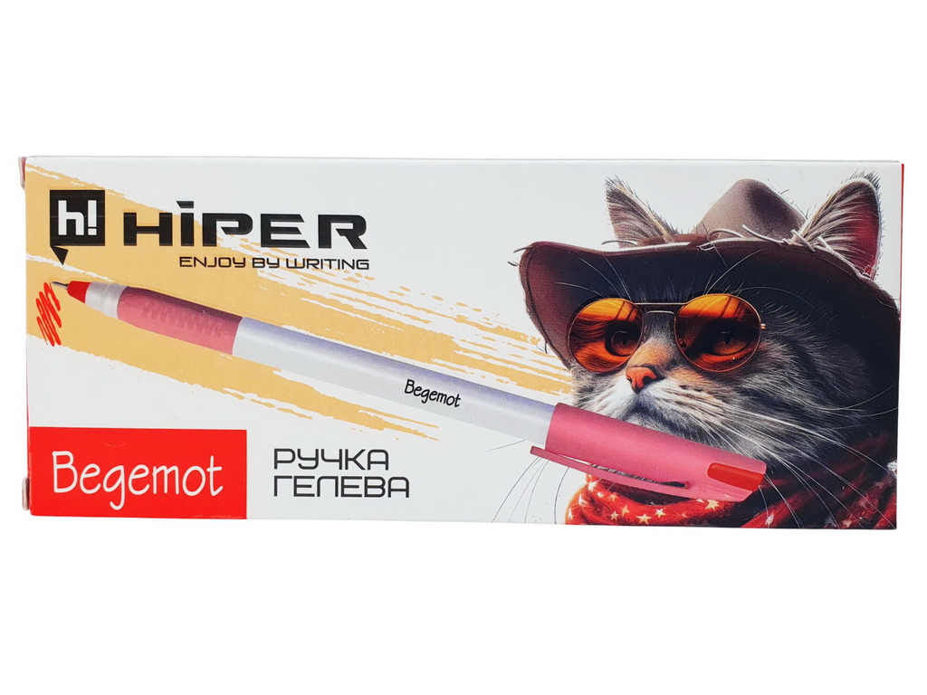 Ручка гелева Hiper Begemot червона
