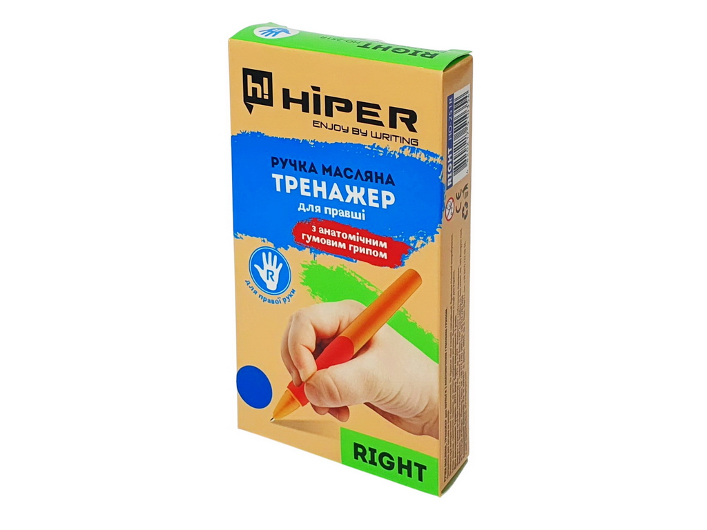 Ручка масляная-тренажер для правши. Hiper HO-251R. 0.7мм. Цвет синий