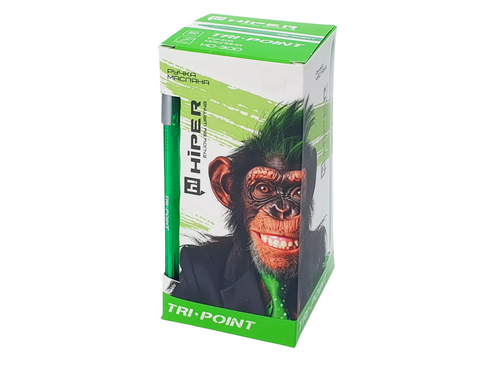 Ручка масляна Hiper Tri Point зелена