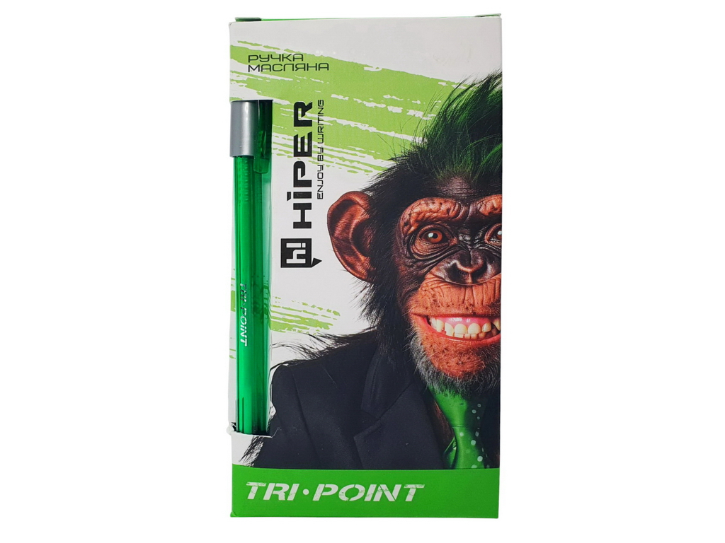 Ручка масляна Hiper Tri Point зелена