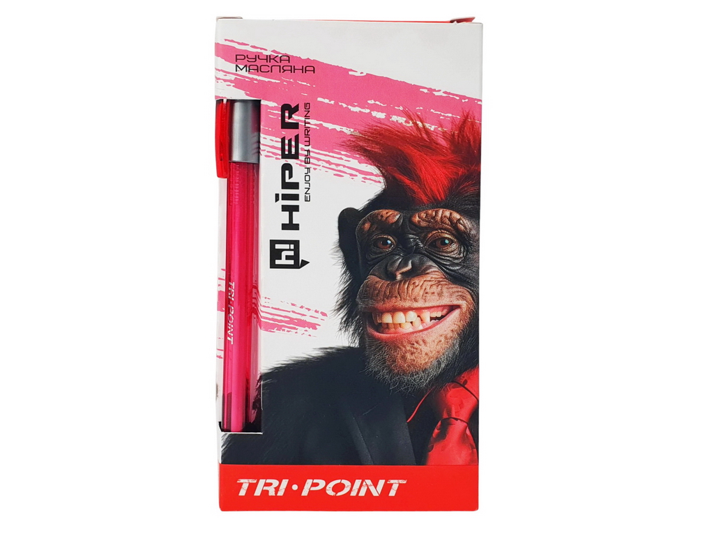 Ручка масляна Hiper Tri Point червона