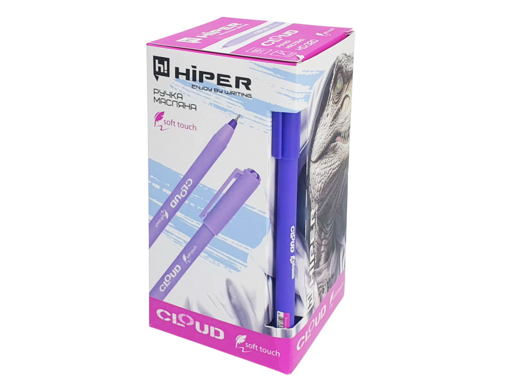 Ручка масляна Hiper Cloud з фіолетовим чорнилом, soft touch, 0,7 мм