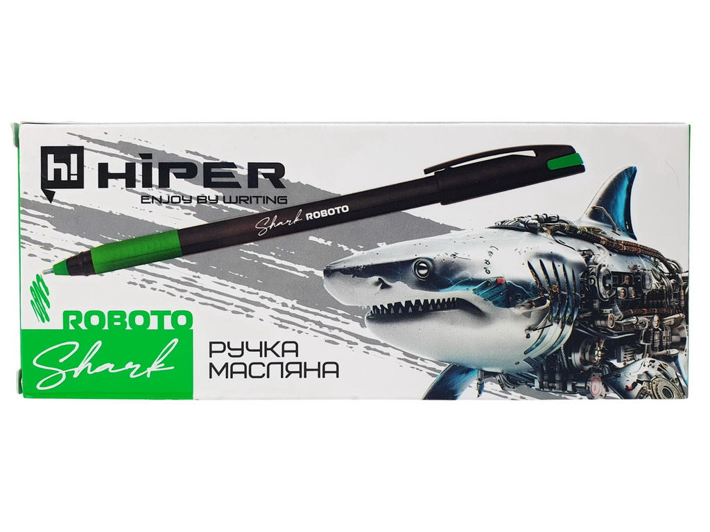 Ручка масляна Hiper Shark Roboto зелена