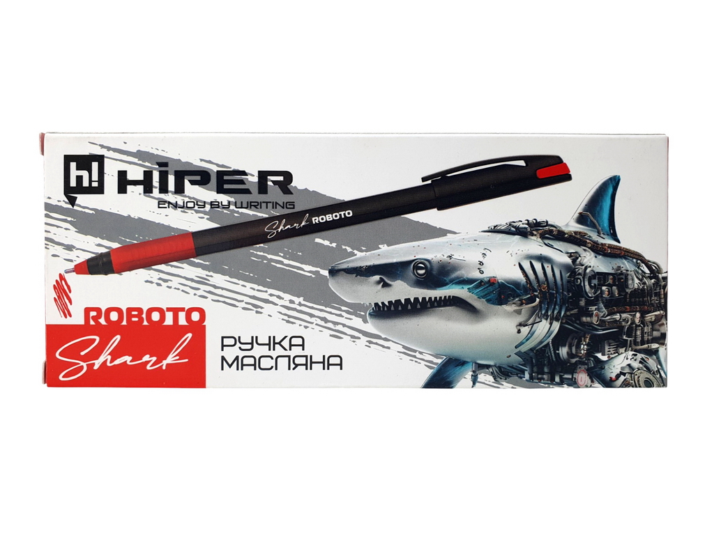 Ручка масляная Hiper Shark Roboto красная