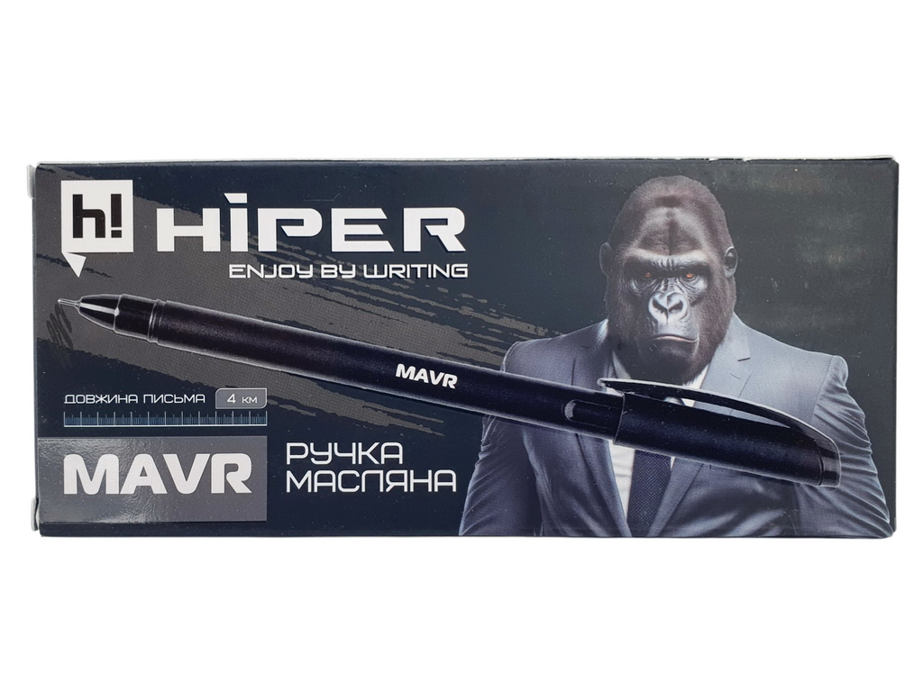 Ручка масляна Hiper Mavr 4 км з чорним чорнилом, 0,7 мм