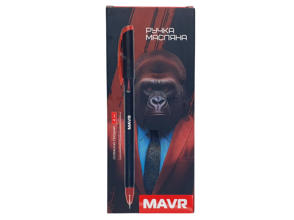 Ручка масляна Hiper Mavr 4 км з червоним чорнилом, 0,7 мм