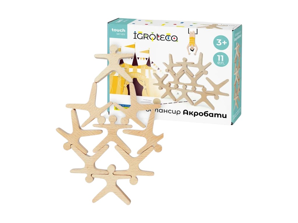Настольная игра баланс Акробаты, 21 см, с фигурками и шариком, Igroteco